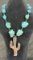Handcrafted Turquoise, Bead, and Cut Steel Cactus Necklace