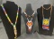 Group of Three Native American Beaded Necklaces Featuring Navajo Thunderbird