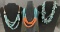 Necklace Trio Featuring Faux Blue Pearl, Turquoise, and Coral