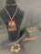 Copper-tone Modern Necklace and Bracelets