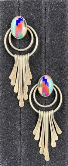 Sterling Silver Native American Chandelier Earrings