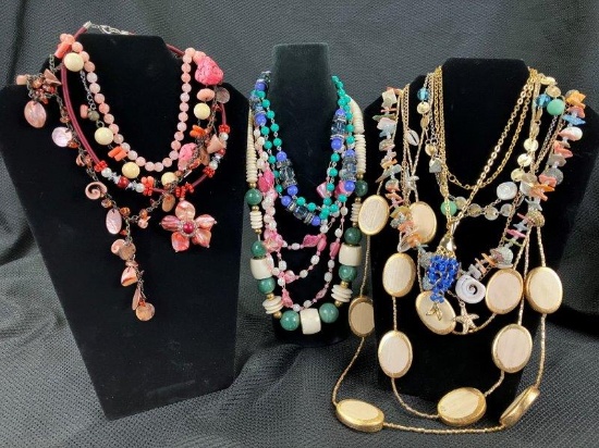 Multicolored Necklace Assortment Featuring Stone and Shell
