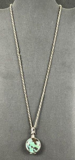 Sterling Silver and Butterfly Wing Pendant Necklace
