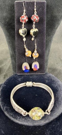Murano Style Blown Glass Bracelet and Earring Collection