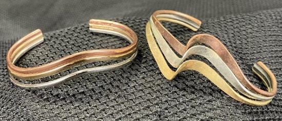 Pair of Mixed Metal Bracelets Featuring Sergio Lub Company