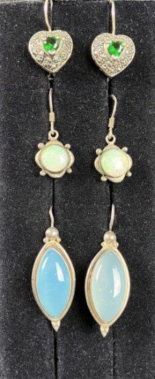 Three Pairs of Sterling Silver Earrings