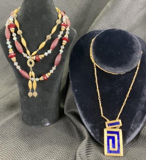 Three Vintage Necklaces Including Estee Lauder Perfume Locket