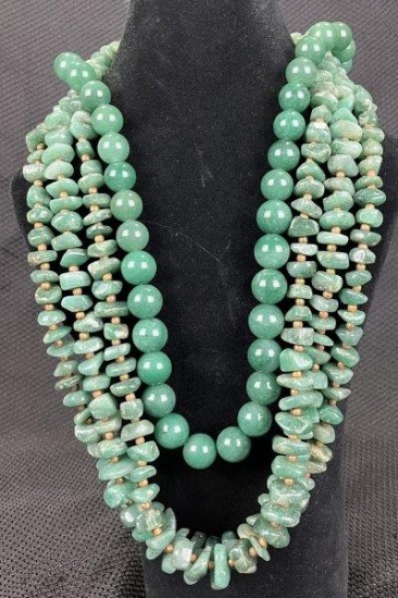 Grouping of Jade Bead Necklaces