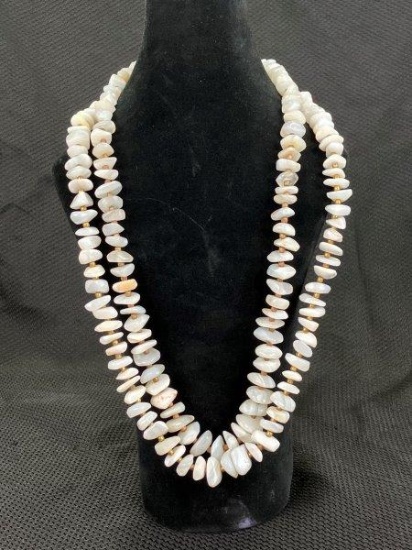 Moonstone Chip Bead Necklace Pairing with Gold Tone Beading