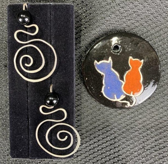 Theo Sable Fine Art Jewelry Pairing Featuring Cat Ceramic Pendant