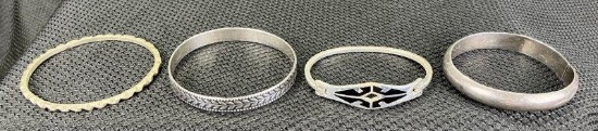Group of Four Sterling Silver Bangle Bracelets