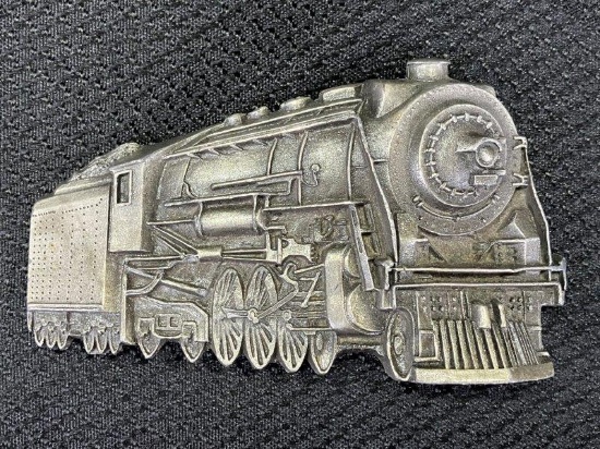 Steam Engine Train Belt Buckle, Indiana Metal Craft, 1979