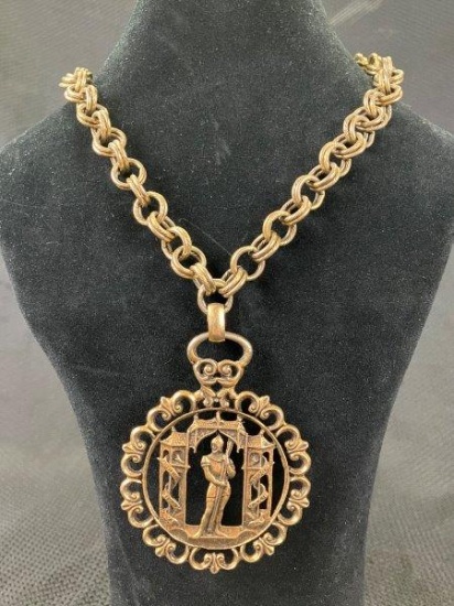 Brass-Toned Medieval Revival Necklace