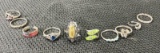 Group of Ten Sterling Silver Rings
