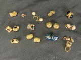 Gold Tone Vintage Earring Assortment Featuring Trifari and Faux Pearls