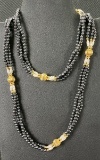 Faux Pearl and Gold-Tone Beaded Necklace