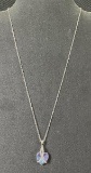 Sterling Silver Necklace with Prismatic Heart-Cut Crystal