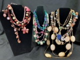 Multicolored Necklace Assortment Featuring Stone and Shell