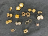 Goldtone Vintage Earring Assortment Featuring Monet, Napier, and Enameled Portraiture