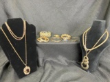 Gold Tone Jewelry Assortment Featuring Rhinestones