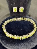 Sterling Silver Faceted Crystal Bracelet and Earring Set