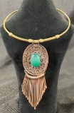 Chrysoprase and Mixed Metal Necklace