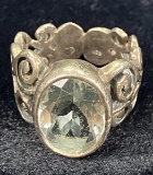 Sterling Silver Ring with Faceted Cut Stone