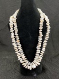 Moonstone Chip Bead Necklace Pairing with Gold Tone Beading