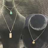 Sterling Silver Necklace Grouping Featuring Abalone and Turquoise