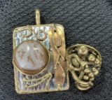 Handcrafted Mixed Metal Modern Pendant and Ring Pairing