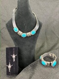 Southwestern Jewelry Assortment Featuring Leather and Turquoise Tones
