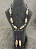 Modern Art Beaded Necklace and Earring Pairing