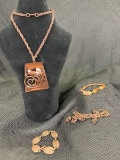 Copper-tone Modern Necklace and Bracelets