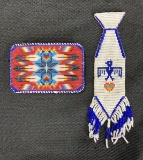 Native American Beaded Belt Buckle and Vibrant Colored Pendant