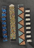 Four Handcrafted Vibrant Color Beaded Bracelets