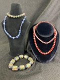 Cloisonne Bead Grouping with Gold Detailing