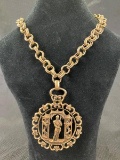Brass-Toned Medieval Revival Necklace