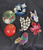 Enameled Costume Jewelry Brooch Pin Assortment