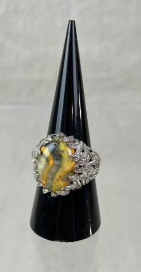 Sterling Silver and Bumblebee Jasper Statement Ring