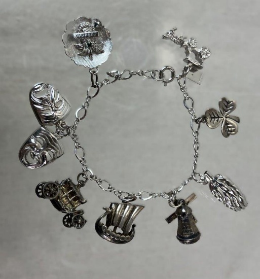 Vintage Sterling Silver Charm Bracelet