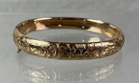 Vintage Goldtone Floral Bangle Bracelet