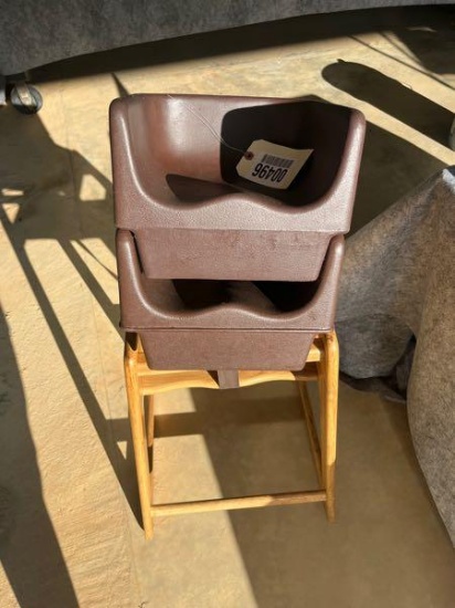 2 BOOSTER SEATS AND ONE 2 HIGH CHAIRS