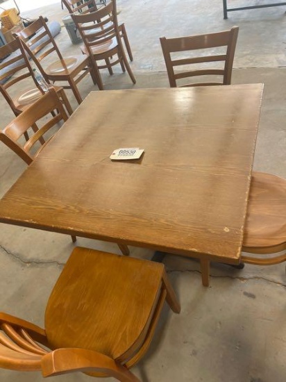 WOOD TABLE AND CHAIRS