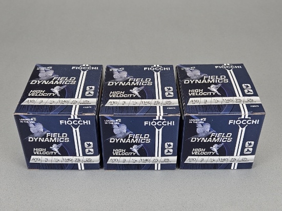 3-25rd Boxes Fiocchi Field Dynamics .410 Bore Ammo