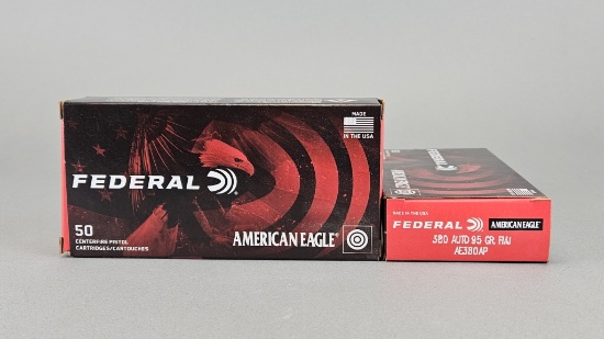 2-50rd Federal American Eagle 380 Auto FMJ Bullets