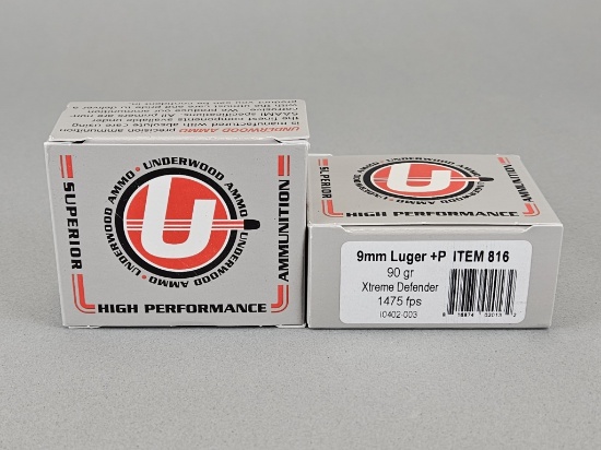2-20rd Underwood Ammo 9mm Luger 90gr