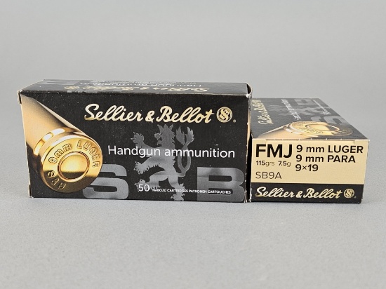 2-50rd Sellier & Bellot 9mm Luger FMJ Ammo