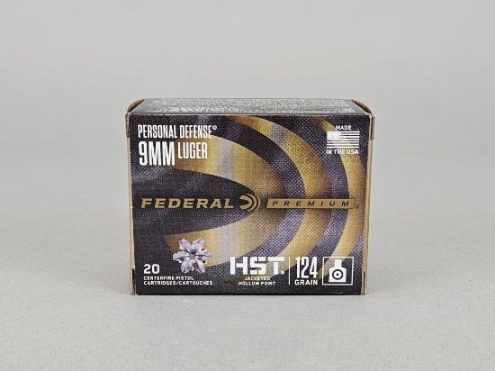 20rd Federal 9mm Luger Personal Defense JHP