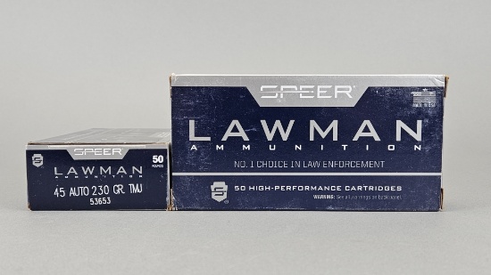 2-50rd Speer Lawman 45 Auto 230gr TMJ Ammo