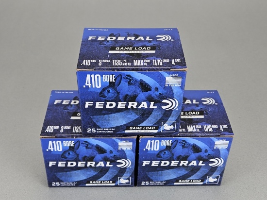 3-25rd Boxes Federal .410 Bore Game Loads